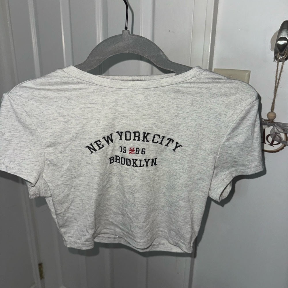 Gray New York City Brooklyn Crop Top